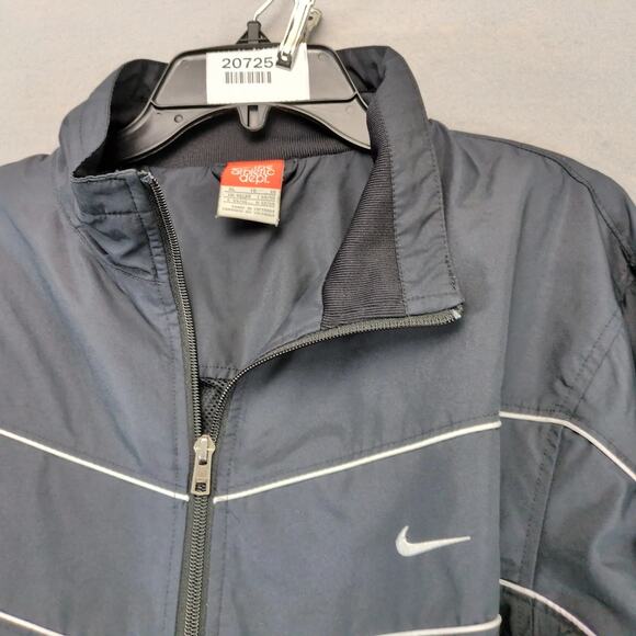 Vtg Y2K Nike Full Zip Track Jacket Mens XL Athletic Dept Black Reflective Stripe - Picture 10 of 10
